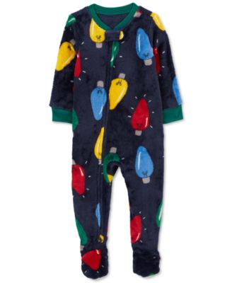 Carter's - 1-Piece Holiday Lights Velboa Footed Pajamas