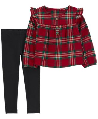 Carter's - Toddler Girls 2-Pc. Plaid Flannel Top & Stretch Leggings Set