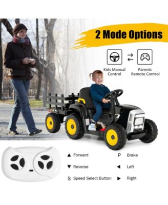 12V Ride on Tractor with 3-Gear-Shift Ground Loader for Kids 3+ Years Old