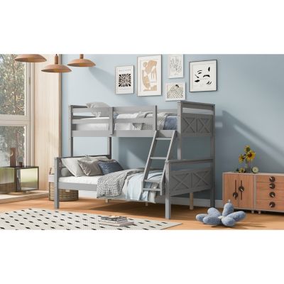 Streamdale Twin/Full Bunk Bed with Guardrail, Gray