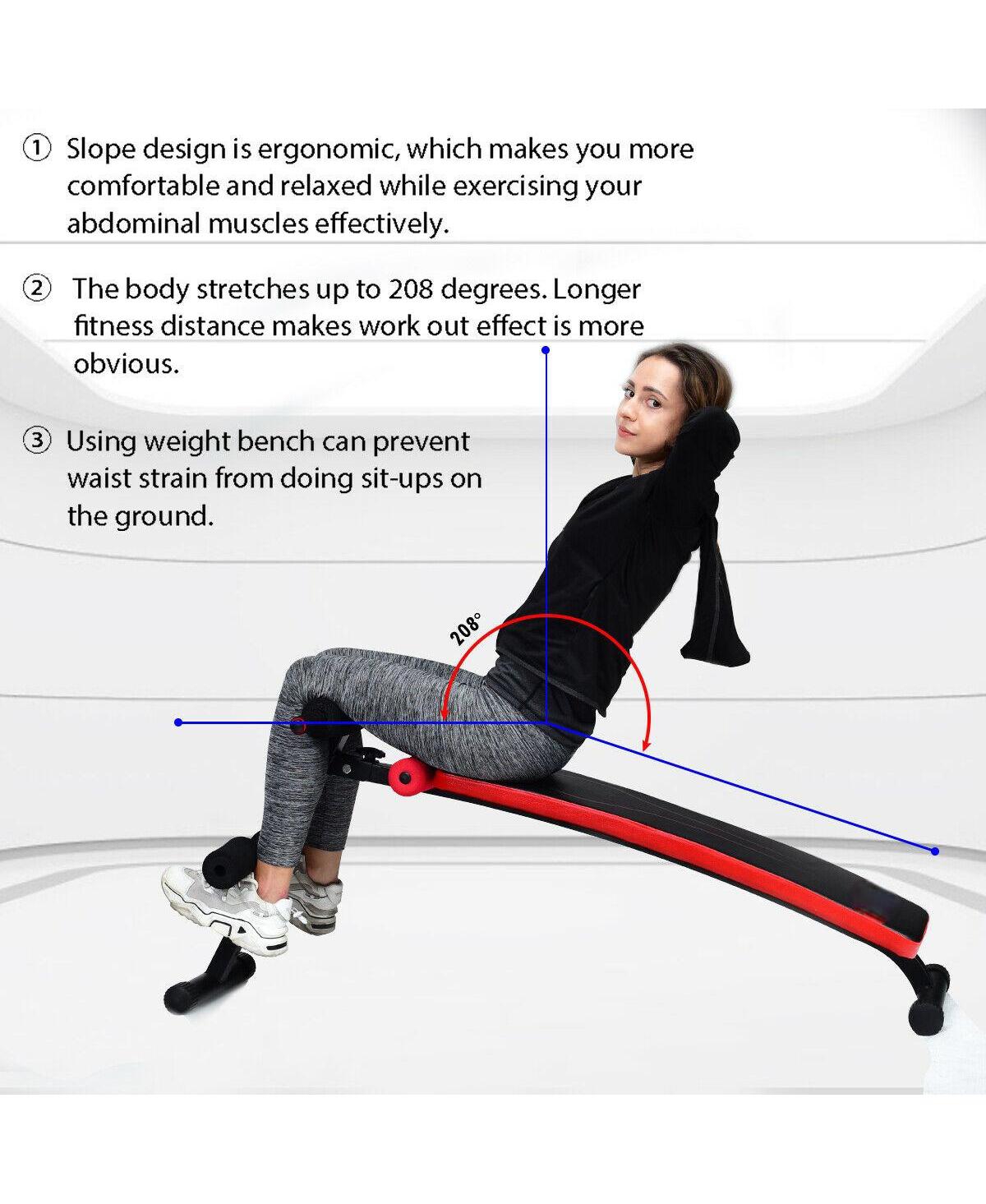 Vebreda Folding Weight Bench Adjustable Sit-up Board Workout Slant Bench- Red