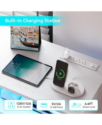 Modern 7-Drawer Dresser with Charging Station, LED Lights, and Large Storage for Bedroom or Hallway