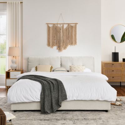 Streamdale King Size Upholstered Platform Bed with Headboard and Hydraulic Lift