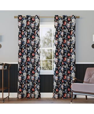 Irma Vintage Like Floral Blackout Grommet Curtain Panel
