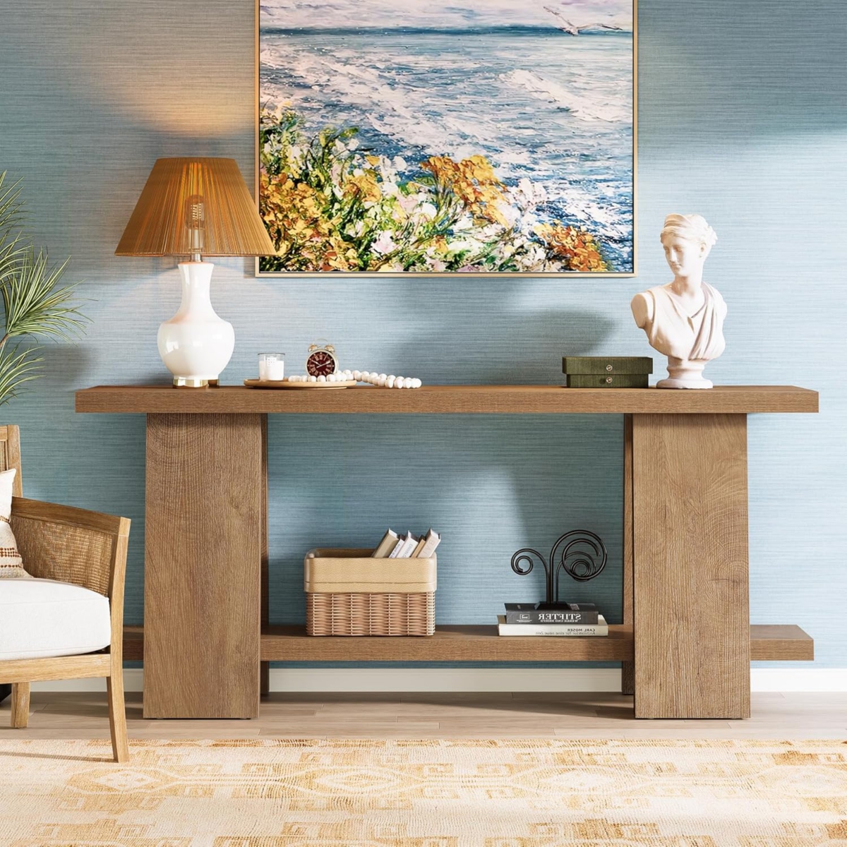 Tribesigns Gold Console Table, 41" Modern Entry Table with White Faux Marble Top, Geometric Metal Base, Narrow Long Sofa Table Behind Couch Accent Tab