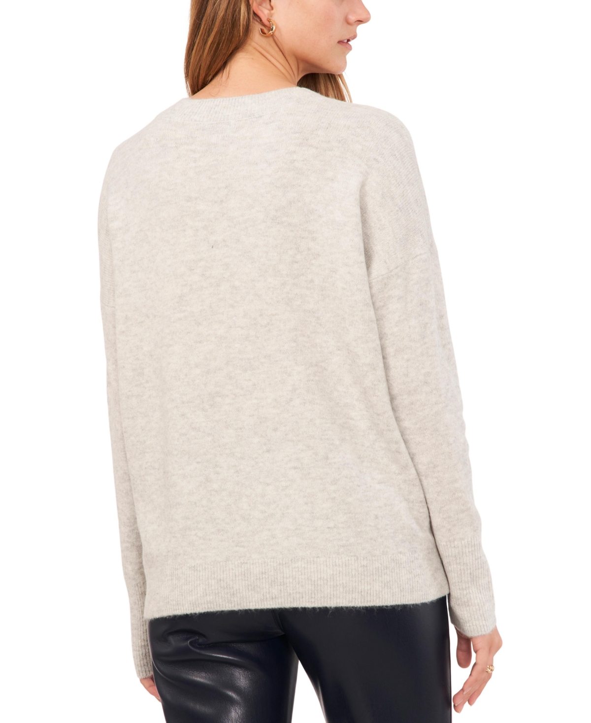 Vince Camuto Women's Crewneck Sequin Stripe Long Sleeve Sweater