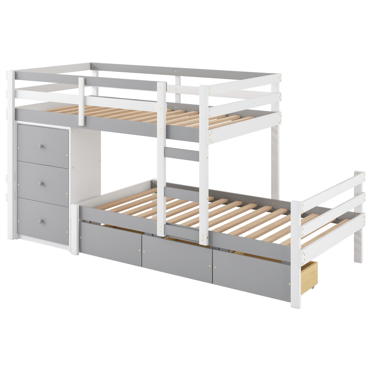 Simplie Fun Twin Over Loft Bunk Bed With Drawers And Ladder