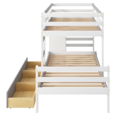 Twin Over Twin Loft Bunk Bed With Drawers And Ladder