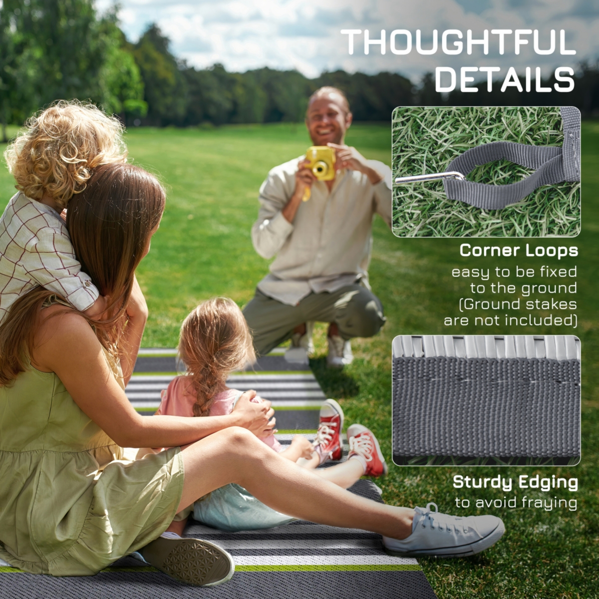 Streamdale Furniture Reversible Outdoor Rug for Camping and Patios, 9' x 12'