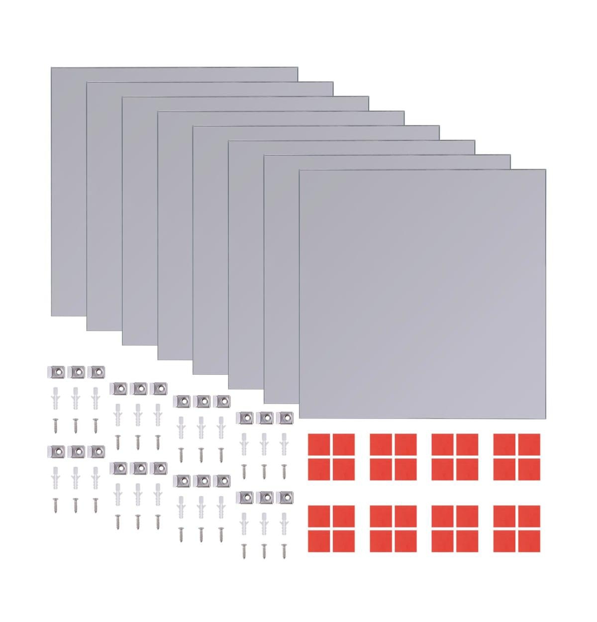 Frameless Mirror Tiles Glass 8 pcs 8.1" - Silver