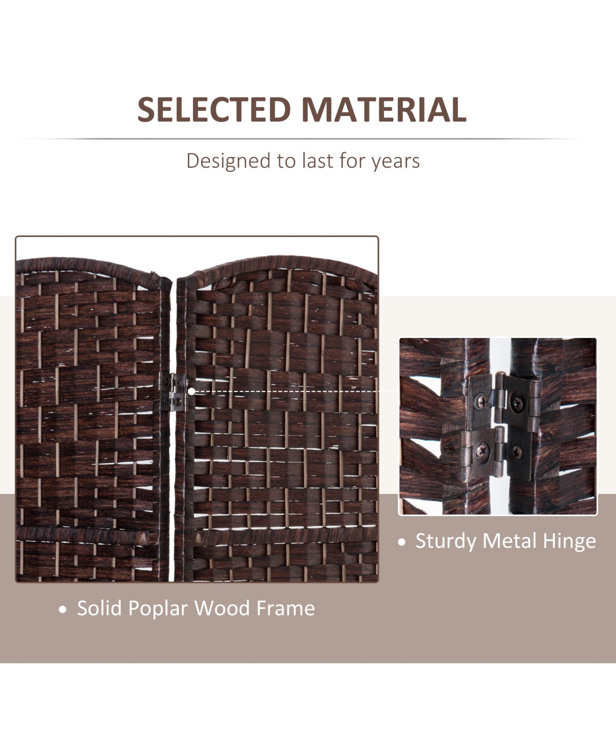 Streamdale Furniture 6' Tall Wicker Weave 3 Panel Room Divider Privacy Screen -- Brown