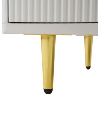 White Coffee Table with Storage, Gold Legs, LED Lighting (47.2")