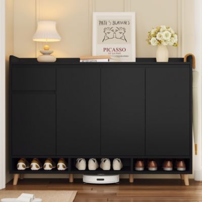 Simplie Fun Sleek Minimalist Shoe Cabinet with Adjustable Shelves