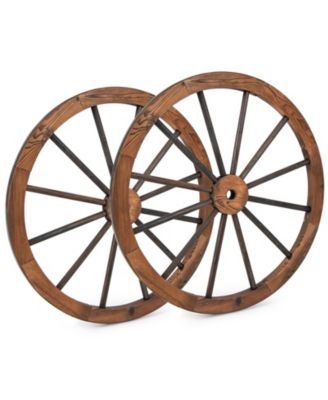 Set of 4 Decorative Wooden Wagon Wheels 30 Inch Vintage Wagon Wheel Wall Decor