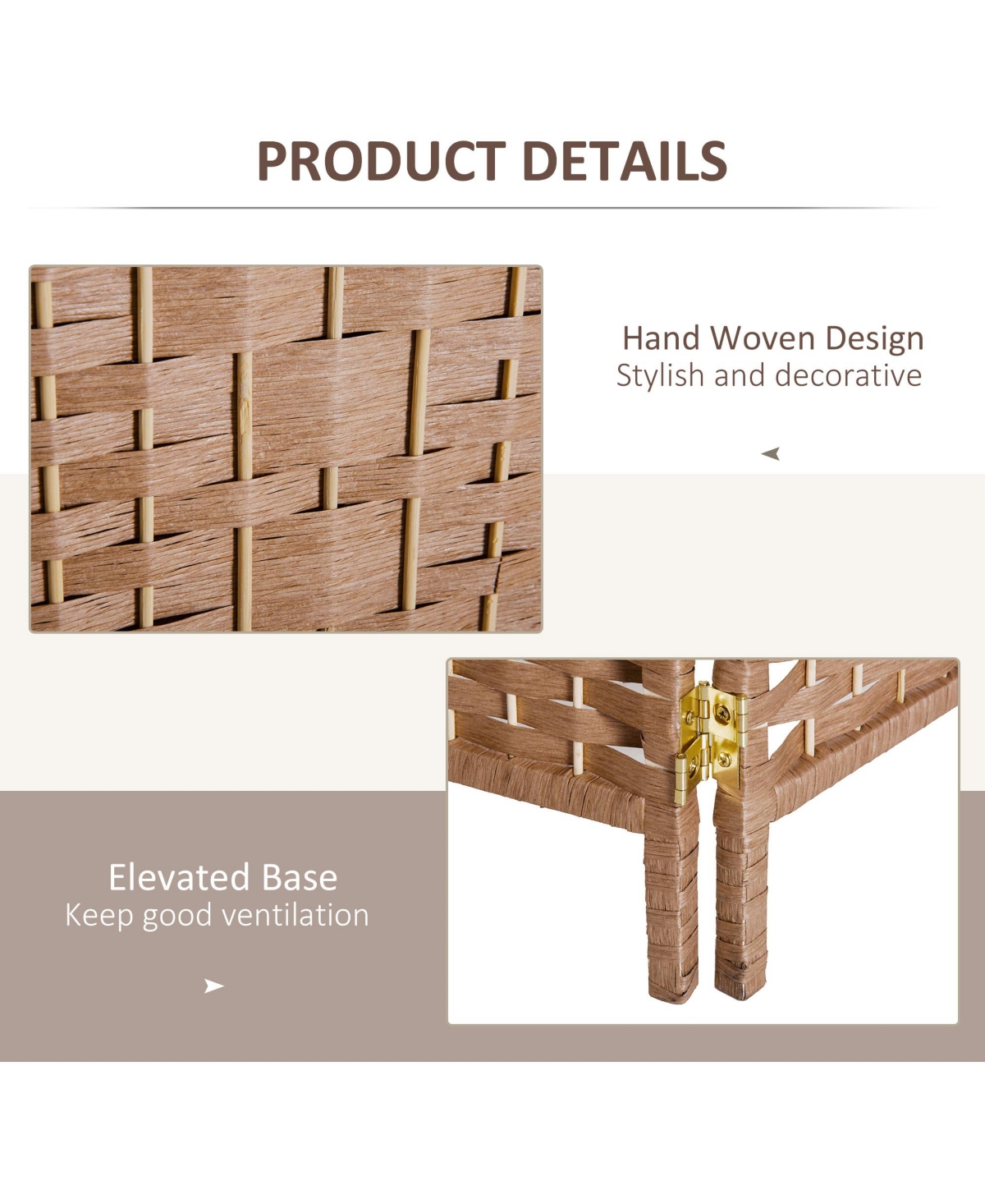 Streamdale Furniture 6' Tall Wicker Weave 6 Panel Room Divider Privacy Screen -- Natural