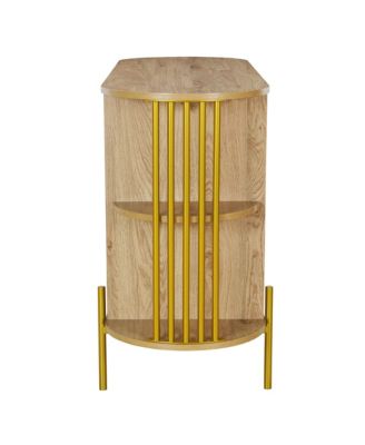 Streamdale Elegant Curved Dining Cabinet with Woven Rattan Doors (Black)