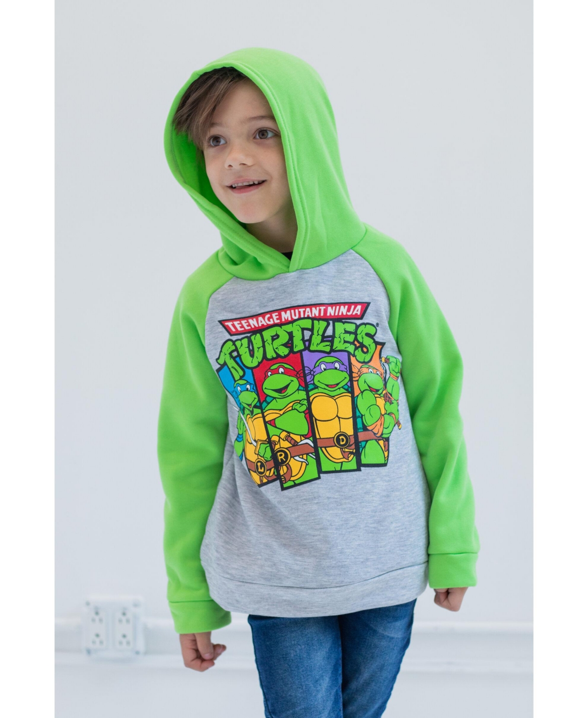 Teenage Mutant Ninja Turtles Toddler Boys Fleece Pullover Hoodie to (2T - 18-20) - gray