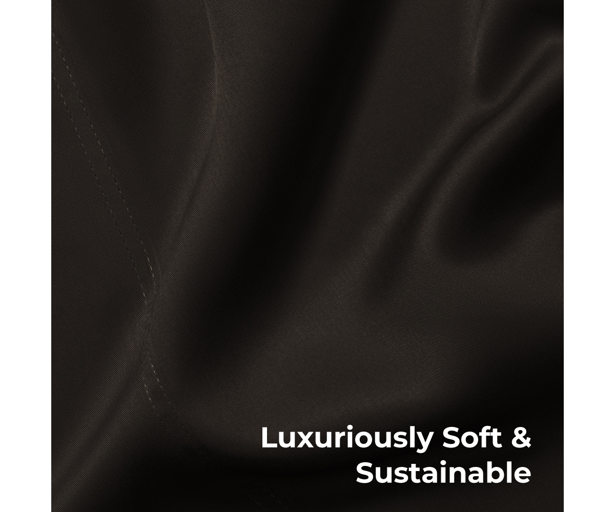 Cariloha Retreat 2-Piece Sateen Pillowcase Set | Black Sand |Standard | Lyocell Material | Breathable, Corner Straps, Extra soft & Cooling