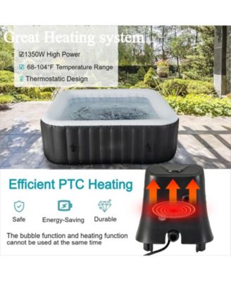 Rectangular Blowup Pool Hottub with 130 Air Jets for 4-6 Person-Black