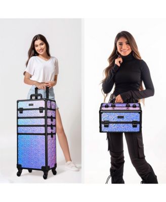 Mermaid Purple 4in1 Rolling Makeup Train Case Cosmetic Organizer Wheel