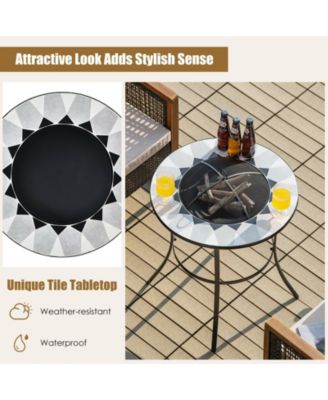 23.5 Inches Round Fire Pit Table with Mesh Cover and Fire Poker