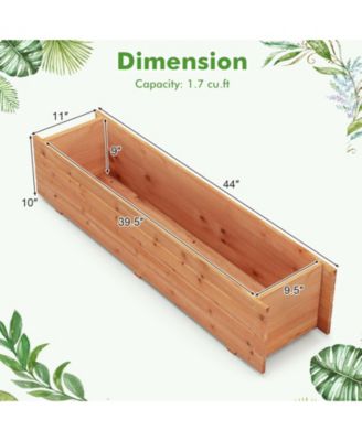 Fir Wood Planter Box with 2 Drainage Holes and 3 Bottom Crossbars