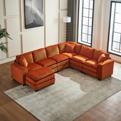 Streamdale Modern U-Shape Sectional Sofa (6-Seat) with Ottoman