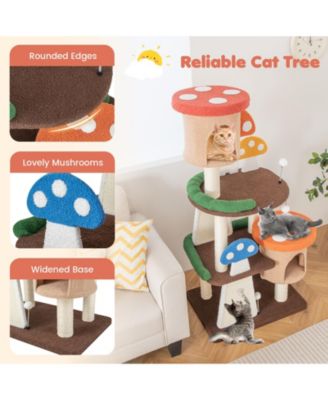 4-In-1 Cat Tree with 2 Condos and Platforms for Indoors-Multicolor