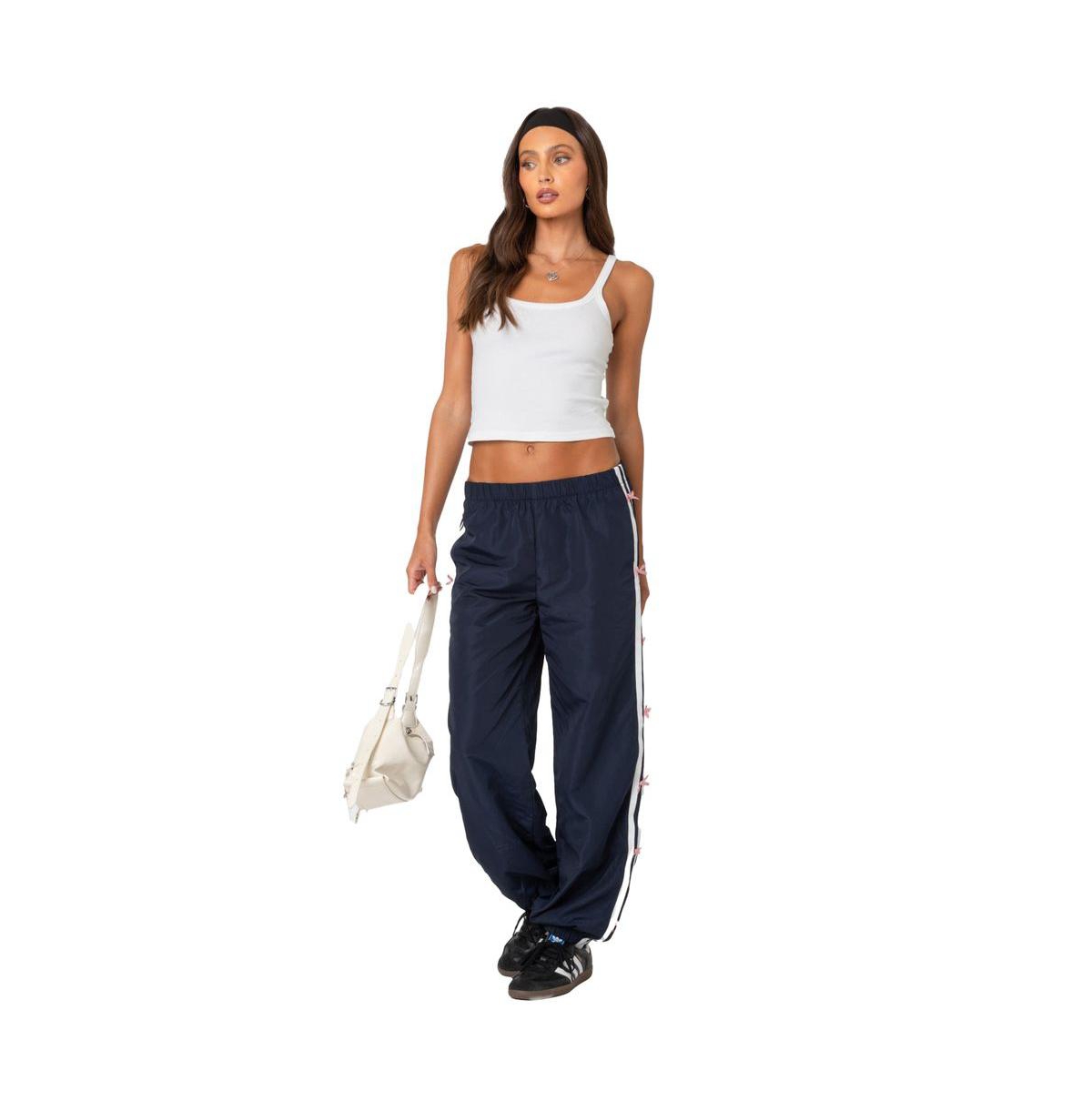 Edikted Women's Bow Stripe Nylon Track Pants