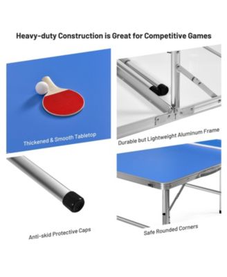 60 Inch Portable Tennis Ping Pong Folding Table with Accessories-Blue