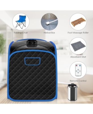 Portable Personal Steam Sauna Spa with Steamer Chair-Black
