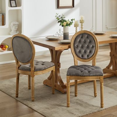 Velvet Dining Chairs with Nailhead Trim (Set of 2)