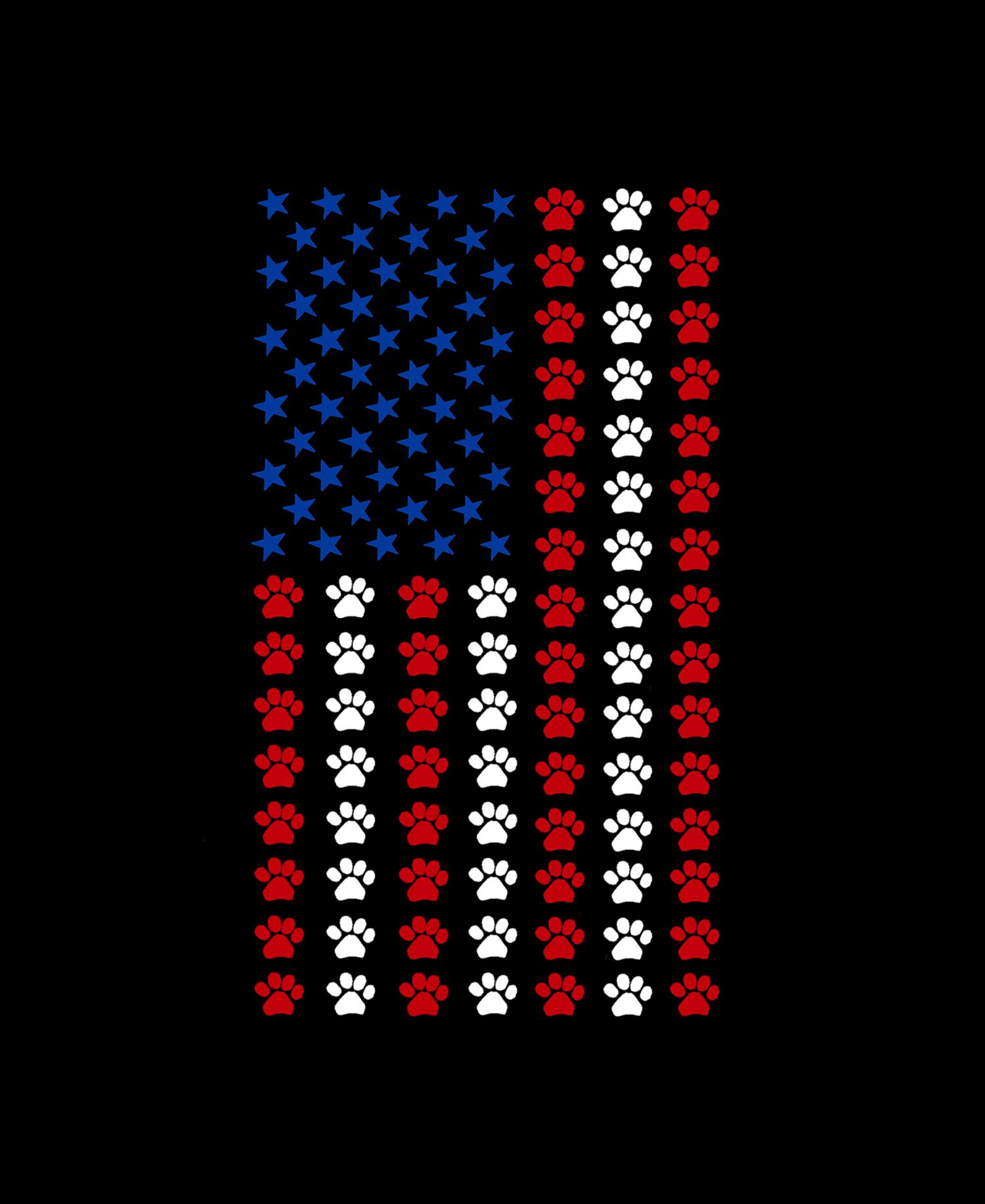 Men's Cotton/Poly Blend Word Art T-Shirt - Paw American Flag