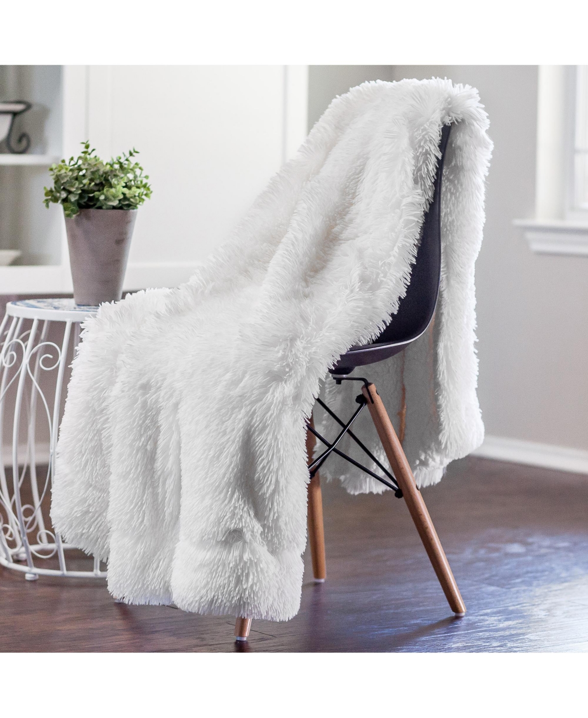 Chanasya Premium Solid Faux Long Fur Throw Blanket - Soft, Fuzzy Throw Blanket - For Bed or Couch - 108