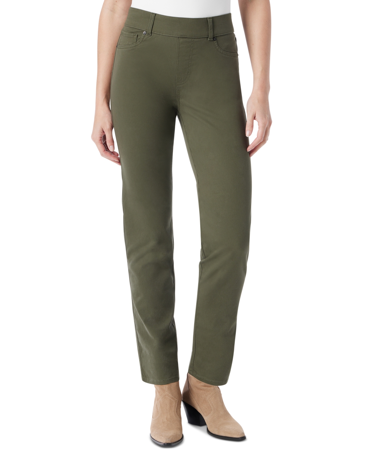 Gloria Vanderbilt Women's Shape Effect High-rise Pull-on Straight-leg Jeans In Olive Viri