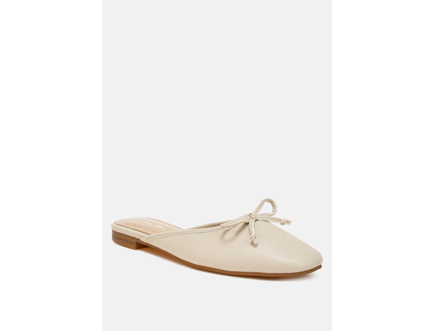 Женские сабо London Rag Eras Bow Slip-On Flat Mules, цвет: Бежевый — фото 3