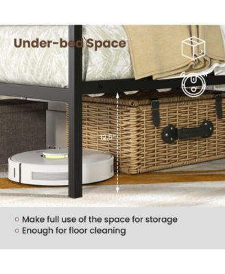 Queen Size Metal Canopy Bed Frame with Slat Support-Queen Size