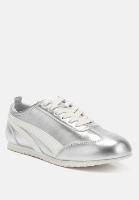 Womens Montek Faux Leather Lace-Up Sneakers