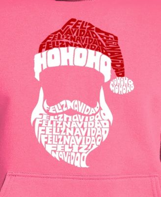 Men's Feliz Navidad Santa Claus Word Art Hooded Sweatshirt