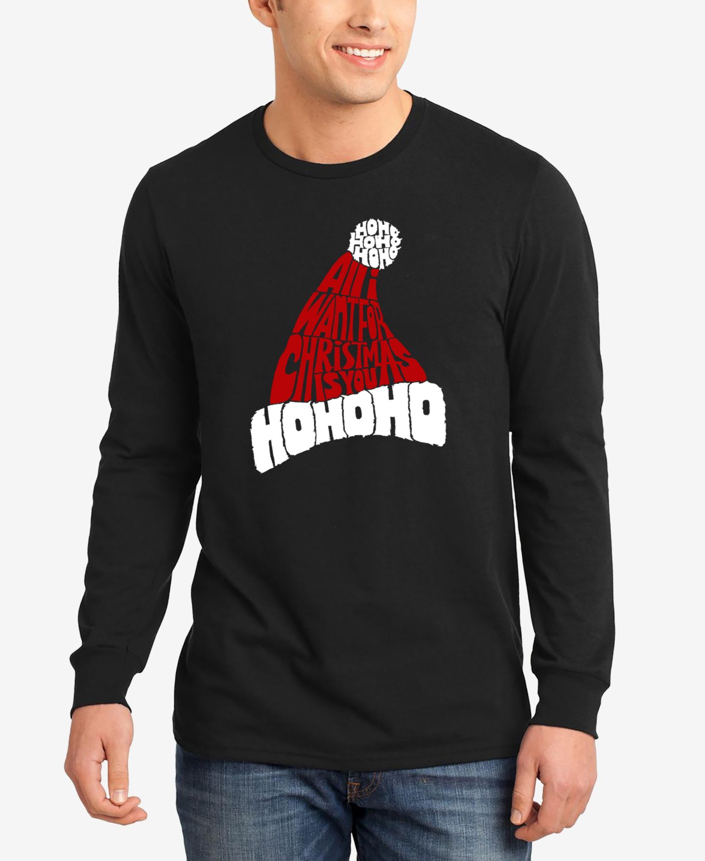 Мужская футболка LA Pop Art All I Want for Christmas Is You Word Art Long Sleeve, цвет: Чёрный — фото 1