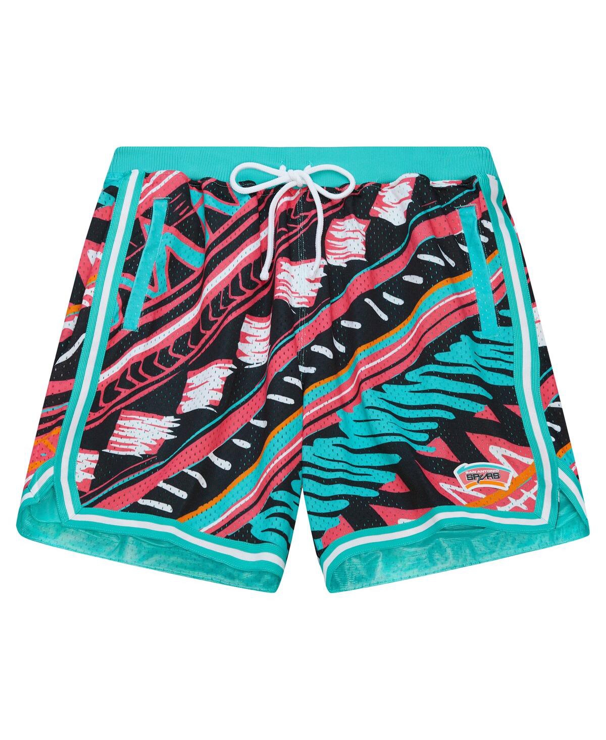 Mitchell & Ness Men's Teal San Antonio Spurs Game Day Pattern Shorts In Turquoise
