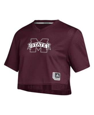 Women's Maroon Mississippi State Bulldogs Primegreen V-Neck Cropped Jersey