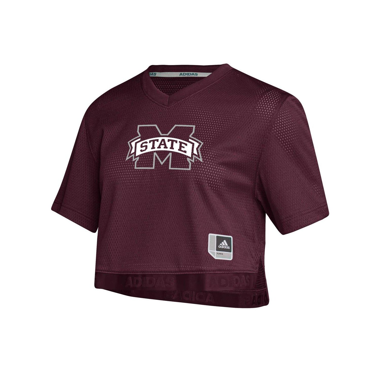Women's Maroon Mississippi State Bulldogs Primegreen V-Neck Cropped Jersey