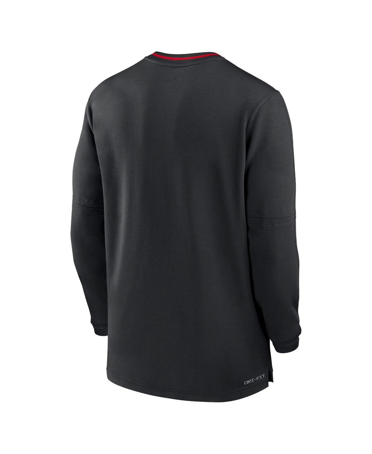 Nike Men'sOhio State Buckeyes 2024 Sideline Coach Performance Half-Zip Long Sleeve Top - Black, Red