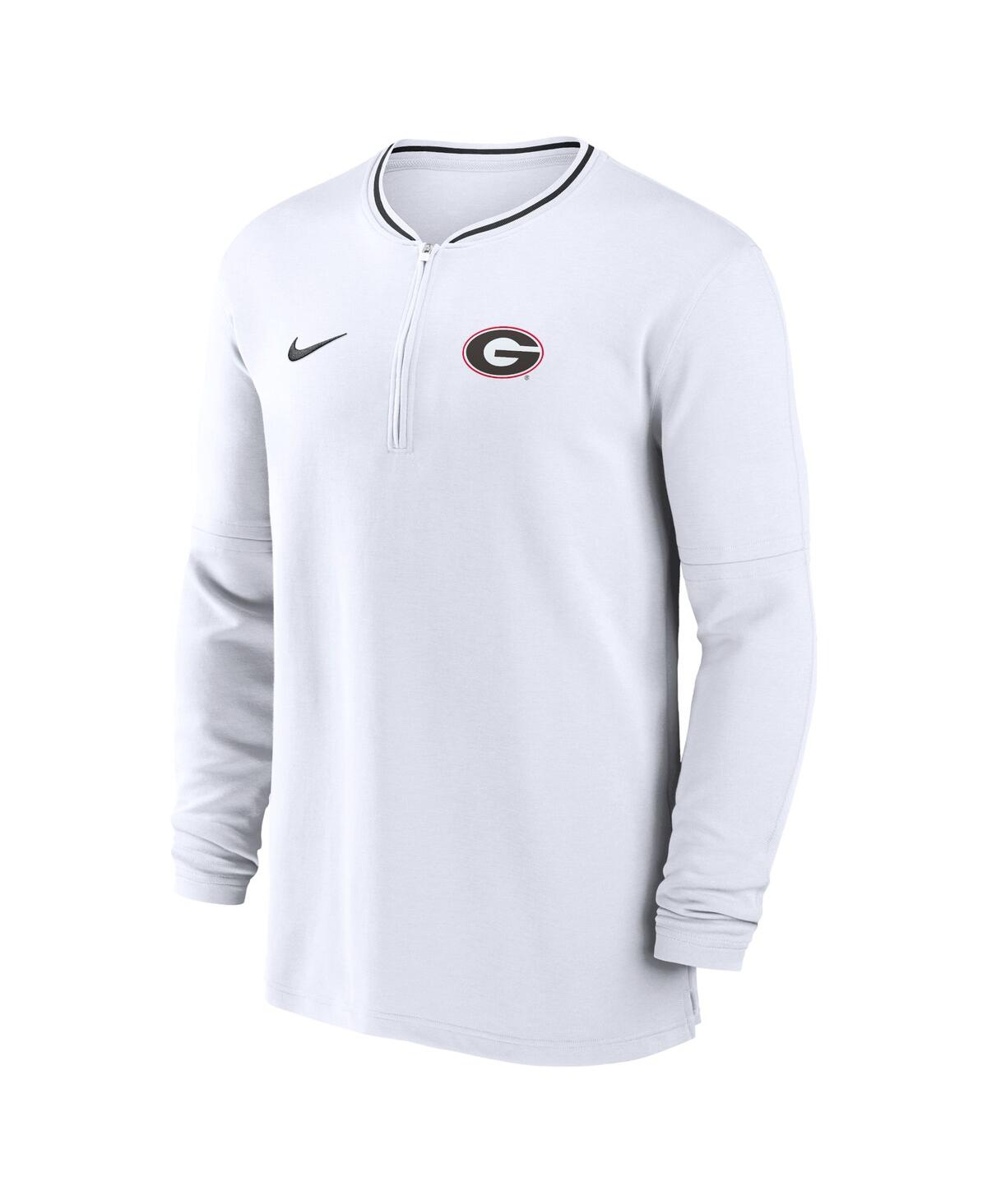 Nike Men'sGeorgia Bulldogs 2024 Sideline Coach Performance Half-Zip Long Sleeve Top - White, Black