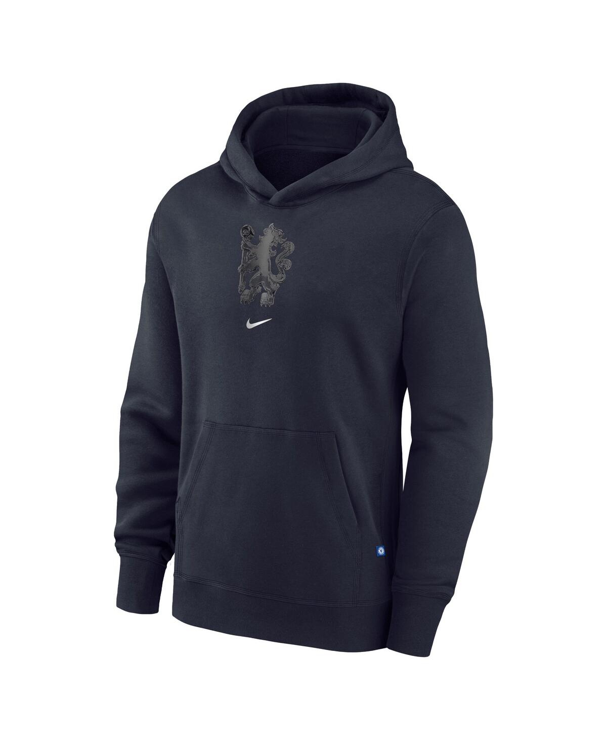 Nike Big Boys And Girls Navy Chelsea Club Pullover Hoodie In Navy
