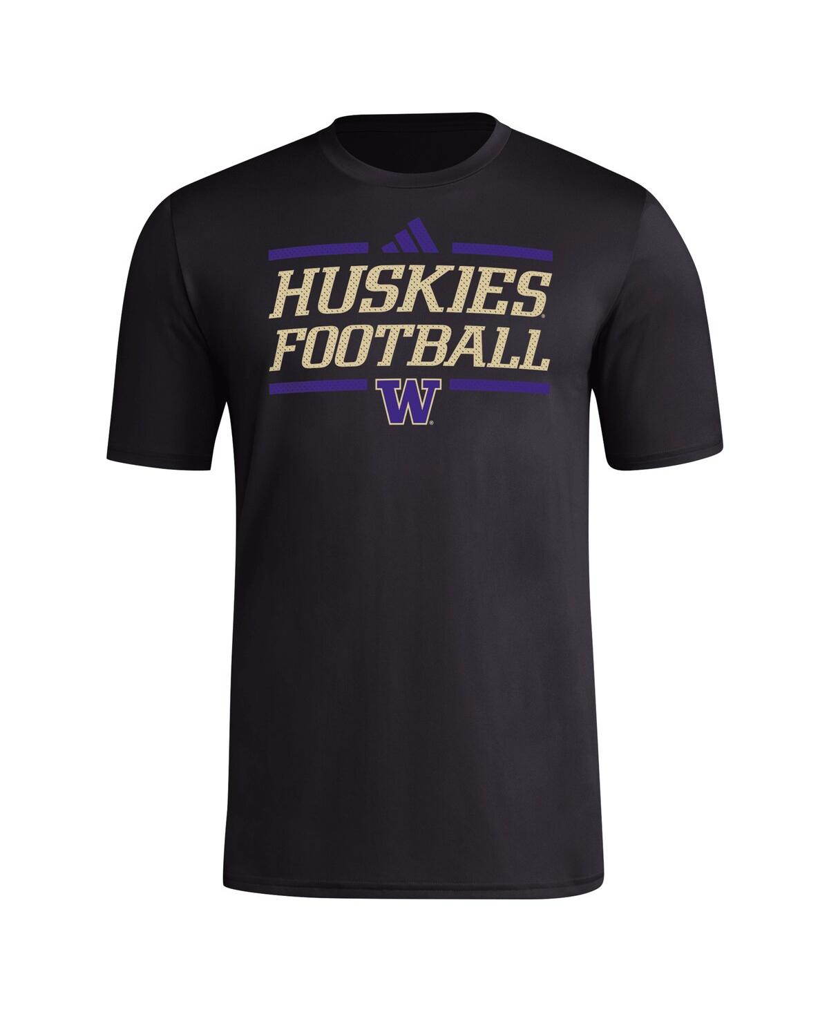 Adidas Men'sWashington Huskies Locker Football Pre-Game Aeroready T-Shirt - Black