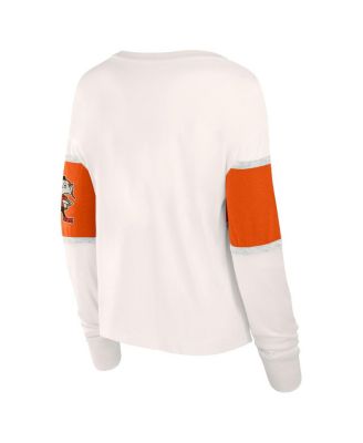Women's Cream Cleveland Browns Antique Block Long Sleeve T-Shirt