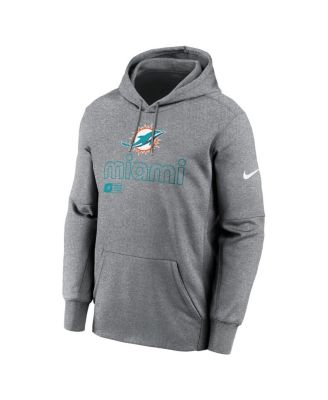Men's Heather Gray Miami Dolphins Performance Pullover Hoodie