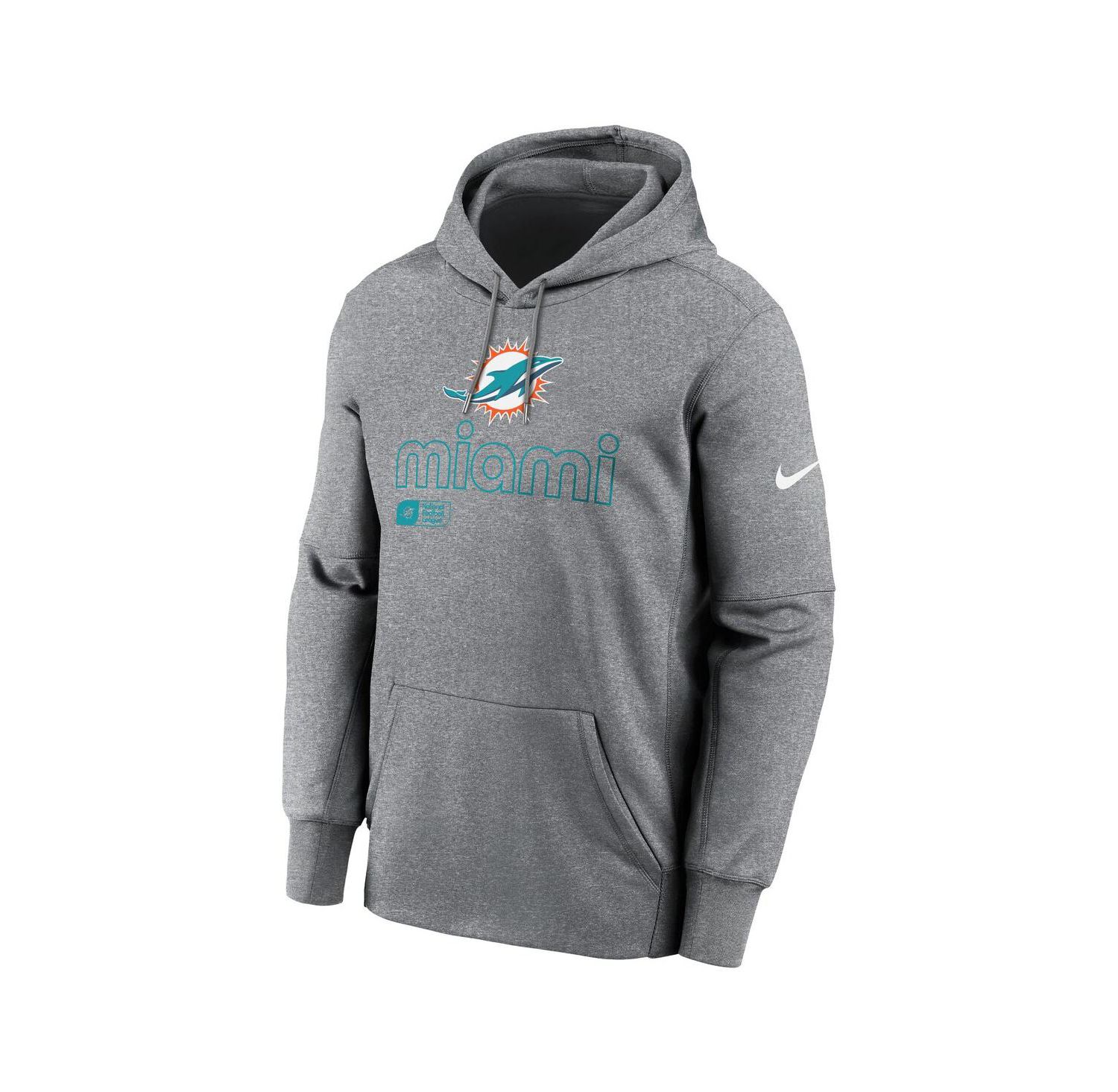 Men's Heather Gray Miami Dolphins Performance Pullover Hoodie